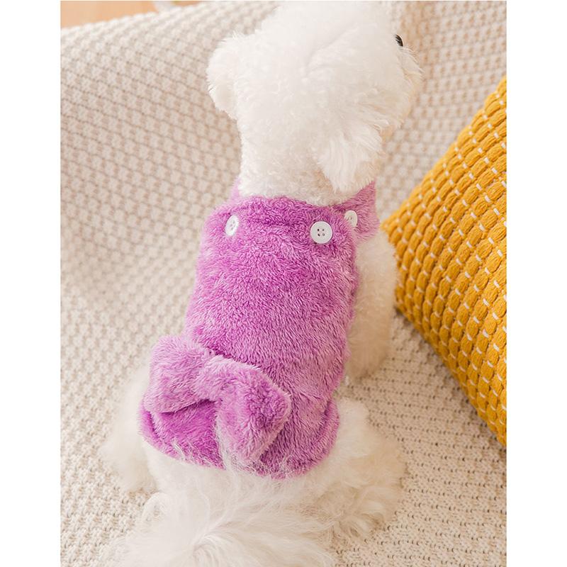 Autumn and Winter Puppy Dog's Clothes Vest Bow Fleece Vest Teddy Small Dog Two-legged Cat Clothes Pet Clothing Solid Comfortable Puppy's Jumpsuit