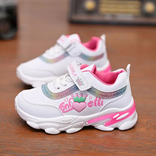 Children's Sneakers Girls Spring and Autumn Breathable Running Shoes Children's Sports Shoes Elementary School Net Shoes