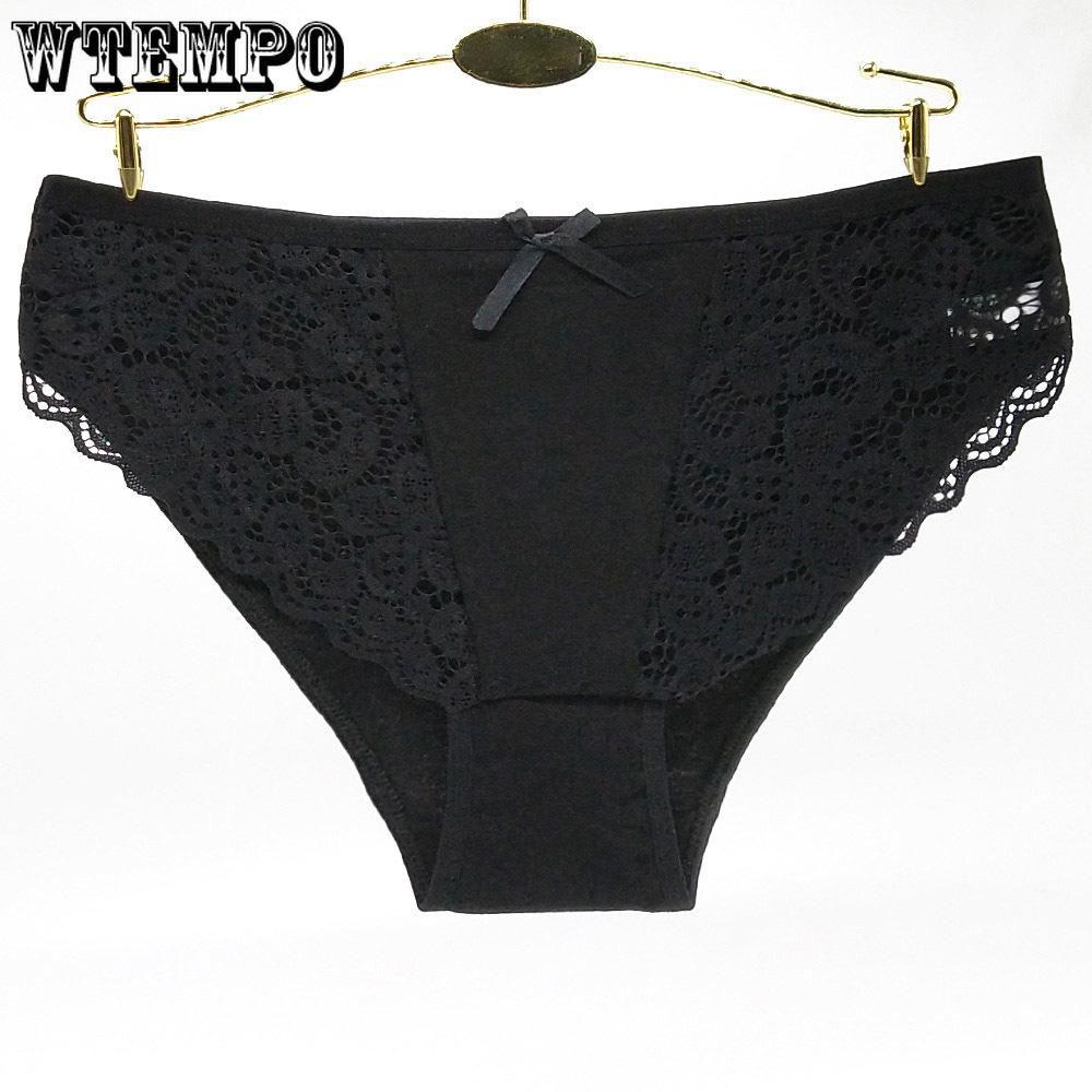 6 Pcs Underwear Women Sexy Lace Panties Solid Female Plus Size Briefs Mid Rise Underpants