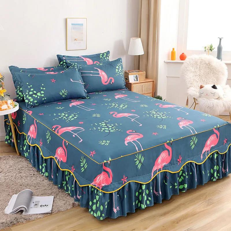 1 Piece Set of Protective Mattress Cover Fitted with Non-slip Protection Printed Bed Sheet Dust Cover