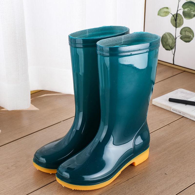 Medium Tube Rain Boots Rain Boots Waterproof Shoes Rubber Shoes Overshoes Water Boots Women Fashion Adult Non-slip High Tube Rain Boots