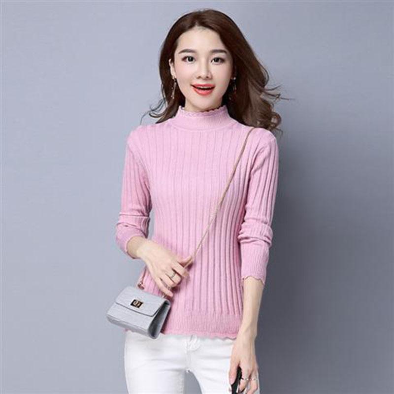 Warm sweater plus velvet thickening autumn and winter women's slim long sleeve sweater high collar