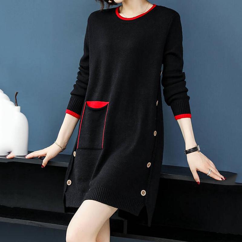 Autumn Winter Women Turtleneck Sweater Dress Thick Warm Female Dresses Ladies Knit Jumper Tops