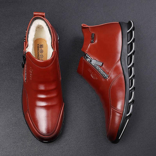 Leather Boots Genuine Leather Men Winter Shoes Fashion Male Shoes Winter Ankle Boots Male Boots