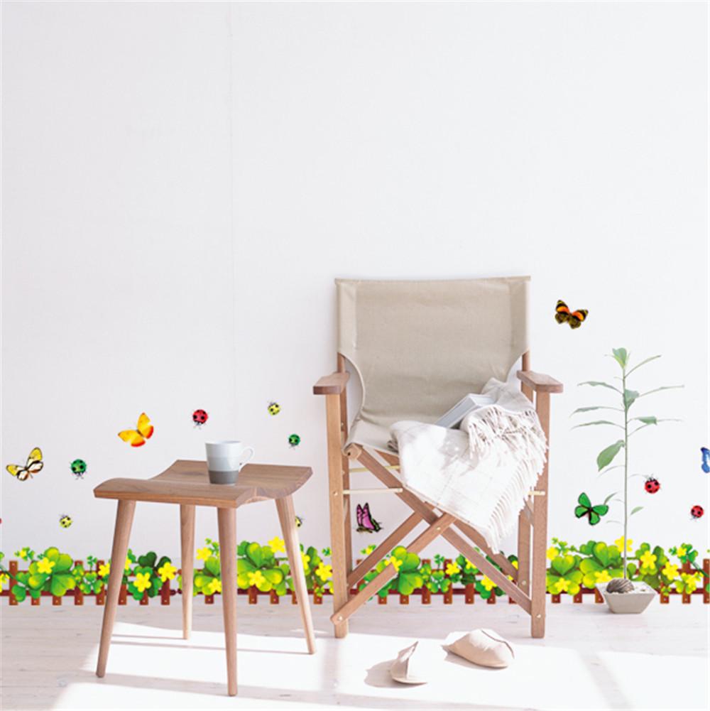 New fresh four-leaf clover butterfly grass skirting bathroom door and window background decoration