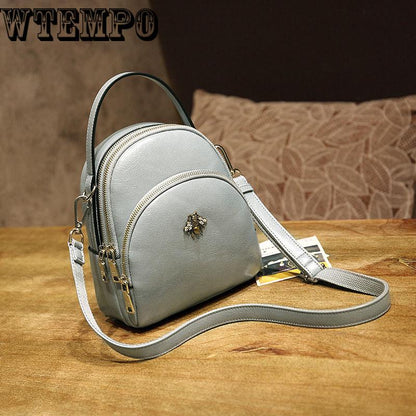 Women backpack leather school bags for teenager Women female preppy style small backpack