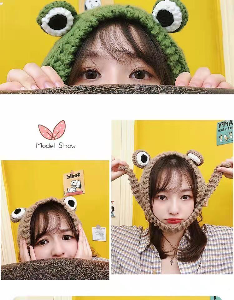 Frog Knitted Hat Adult Hat Solid Hip-hop Knitted Cap Costume Accessory Gifts Warm Winter Lovely Christmas