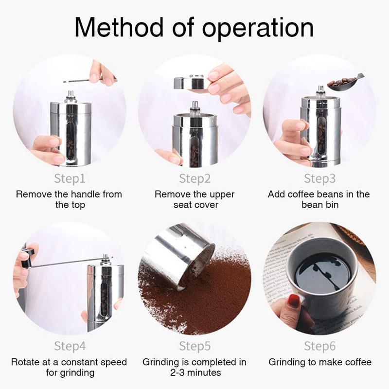 Manual Coffee Grinder with Adjustable Setting Conical Burr Mill & Brushed Stainless Steel - Burr Coffee Grinder for Aeropress