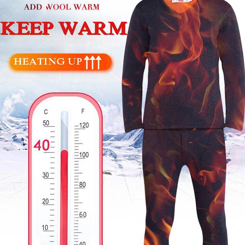 Men Winter Autumn Thermal Underwear Tops Pants Male Tight Suit Thicken Windproof Comfortable Soft Lining Long Sleeve High Elasticity