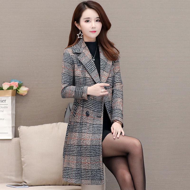 Autumn Coat Women Wool Blend Coat Pocket Oversize Long Trench Coat Outerwear Wool Coat Women Blazers