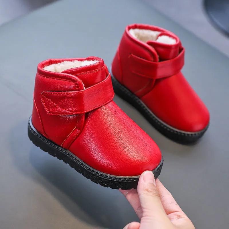 Winter Children's Shoes Snow Boots Plus Velvet Non-slip Boys' Cotton Shoes Girls' Short Boots Waterproof and Thickened Baby