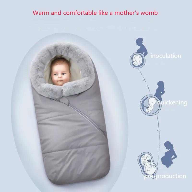 Baby Sleeping Bag Autumn and Winter Holding Quilt Plush Thickened Coral Plush Cotton Children's Newborn Go Out Anti Kick Quilt Dual Purpose