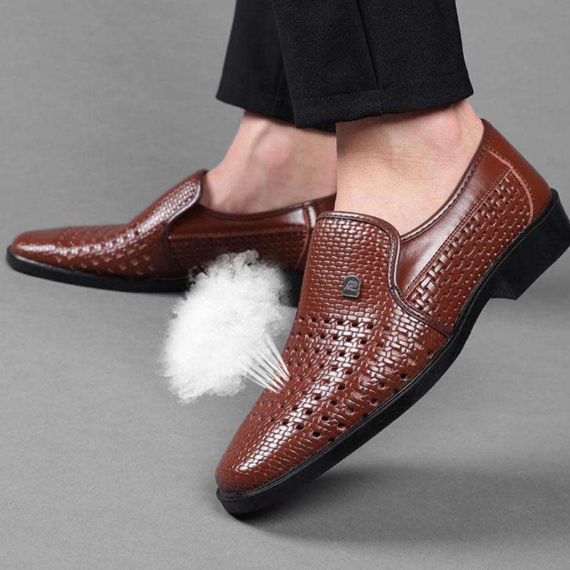 Summer Men Shoes Casual Luxury Genuine Leather Loafers Moccasins Breathable Slip on Shoes