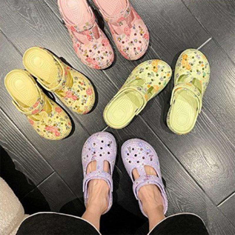 Hollow Shoes Women's Summer Hollow Baotou Drag Household Non-slip Breathable Fashion Soft Bottom Beach Ladies Sandals and Slippers