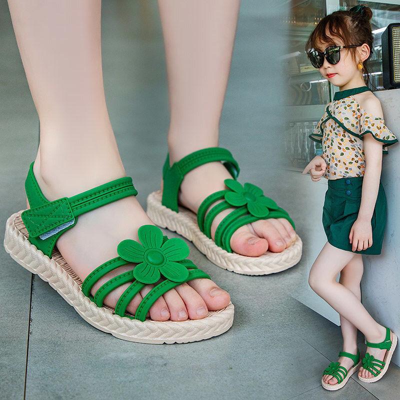 Girls Sandals Gladiator Flowers Sweet Soft Children's Beach Shoes Kids Summer Floral Sandals Princess Fashion Cute High Quality