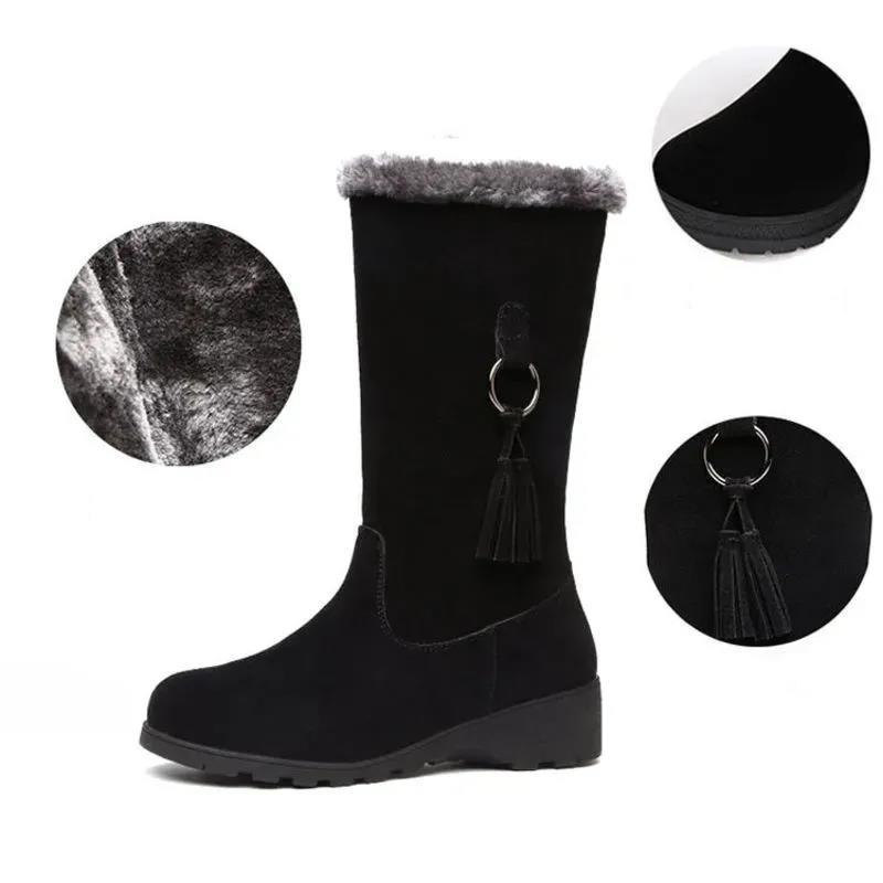 Snow Boots Women Plus Velvet Warm Cotton-padded Shoes Women's Winter Thick Anti-skid Mid-tube Boots Warm Shoes Women's Winter Thick Velvet Warm