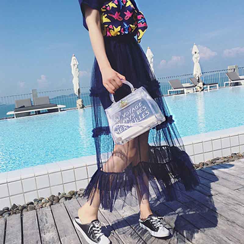 Bags For Women 2019 Clear Transparent Pvc Bag Jelly Shoulder Bag Beach Letter Candy Women Cro