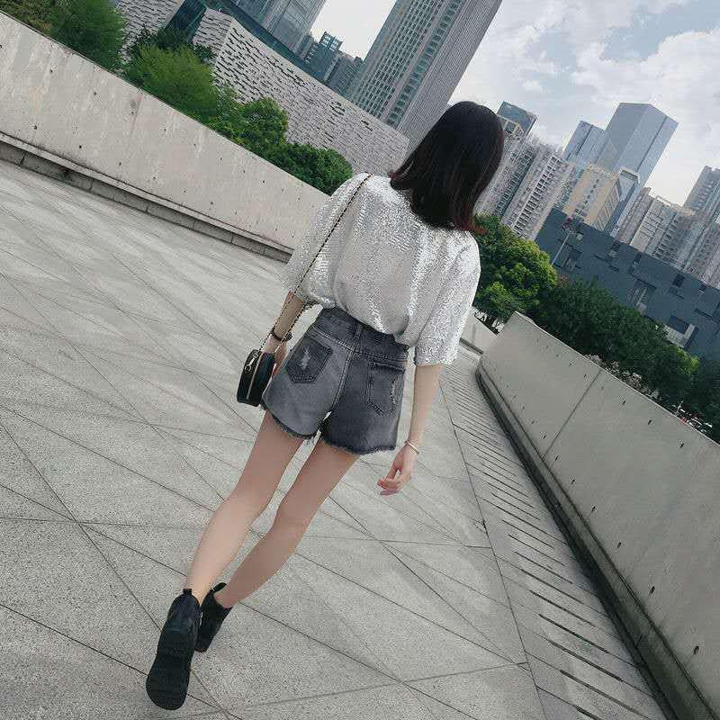 WTEMPO Summer Denim Shorts Girl Student Loose New All-match Slim A-line Wide-leg Trousers Short Jeans