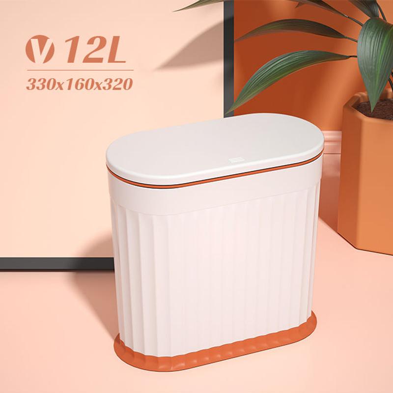 Trash Can Home Living Room Creative with Cover Kitchen Toilet Bathroom Press Elastic Cover Narrow Slit Tube Large