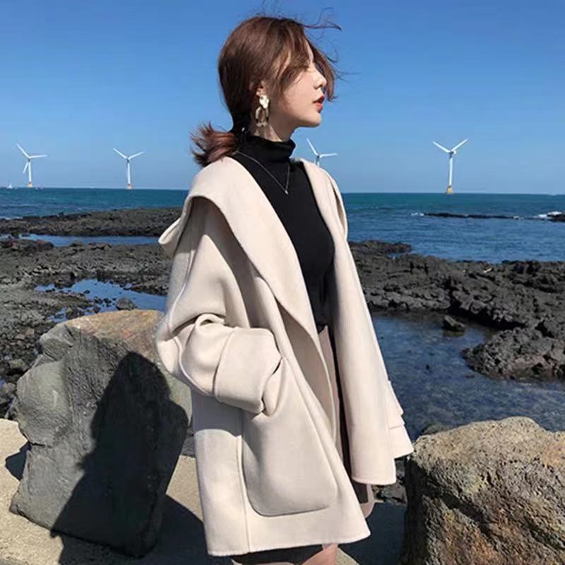 Double-sided Autumn and Winter All-match Woolen Coat French Cloak Woolen Coat Female Student Jacket