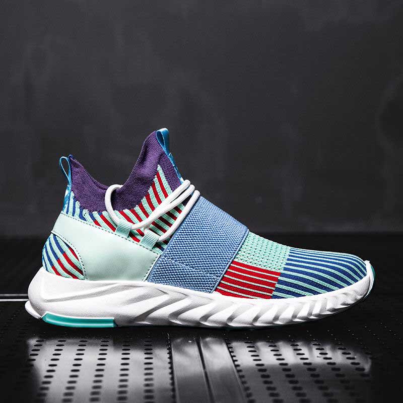 Plus Size 39-44 Men Flying Woven Mesh Running Shoes Lightweight Sneakers Breathable Outdoor Sports Shoes Comfortable Deodorant Running Gym Shoes