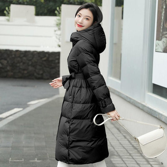 Women's Mid-length Down Jacket Winter Korean Loose Cotton Clothes Casual Hooded Padded Jacket Quilted Jacket