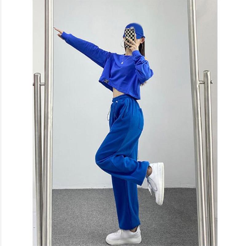 Sports Pants Women's High Waist Slim Straight Loose Wide Leg Drawstring Casual Sweat Pants Drawstring Pants