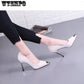 High Heels Ladies PU Material Metal Shiny Pointed Stilettos for Appointments