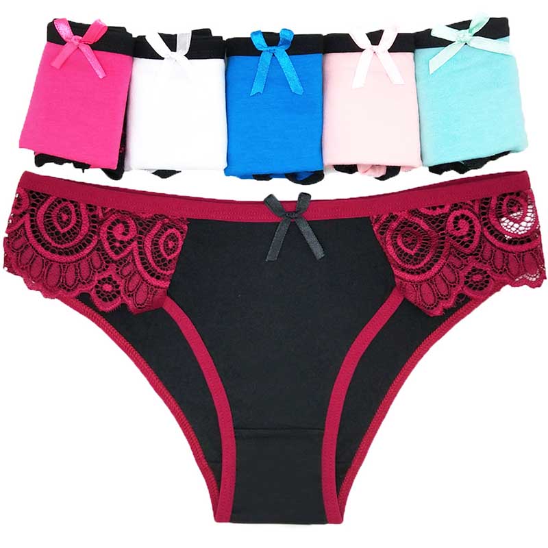 WTEMPO Panties 6pcs/Set Ladies Underwear Low Waist Cotton Panties Sexy Lace Seamless Briefs