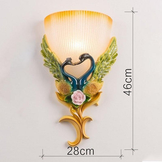 Creative Swan LED wall lamp for living room TV background bedroom bedside wall lamp glass shade