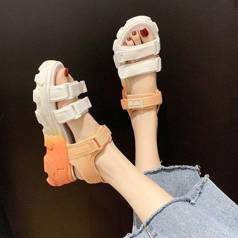 Sports Sandals Women's Casual Outer Wear Net Red Flat All-match Light and Comfortable Sports Sandals Gradient Sweet Chrysanthemum