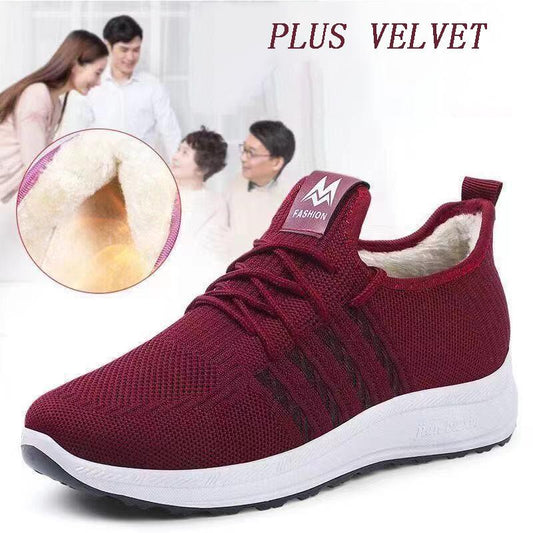 Women's Shoes Winter Plus Velvet Thickening Casual Sports Shoes Trend Wild Running Cotton Shoes Elderly Walking Shoes