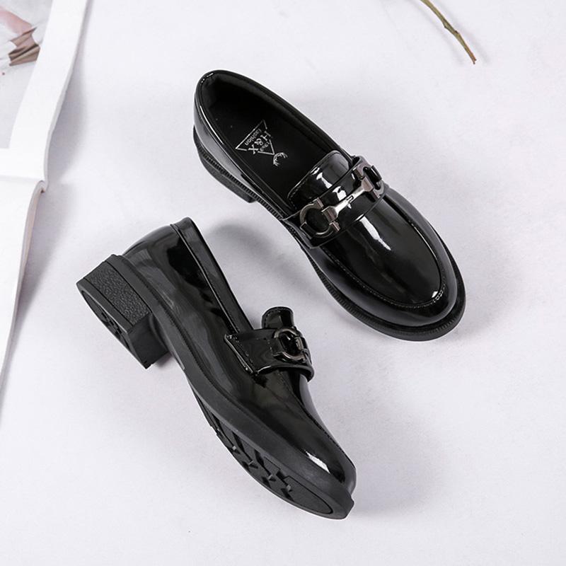 British Style Retro Small Leather Shoes Women's Shoes Metal Buckle Single Shoes Casual Lazy Shoes Soft Soles Small Leather Shoes Women