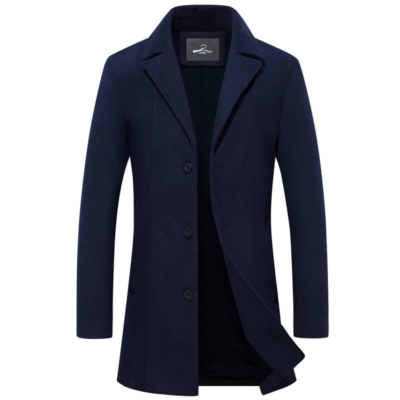 Men's Jacket Wool Long Coat Men Casual Warm Business Casual Overcoat Mens Woolen Jackets Parka Male