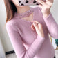 Autumn and Winter Mink Fleece Top Slim Long-sleeved Jacket Fashion V-neck Young Women's Sweater