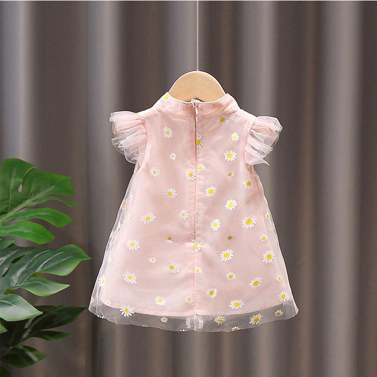 Girls' Skirt Summer Children's Princess Skirt Cheongsam Children's Mesh Ruffle Dress Ethnic Style Daisy Cheongsam Baby Girl Dress