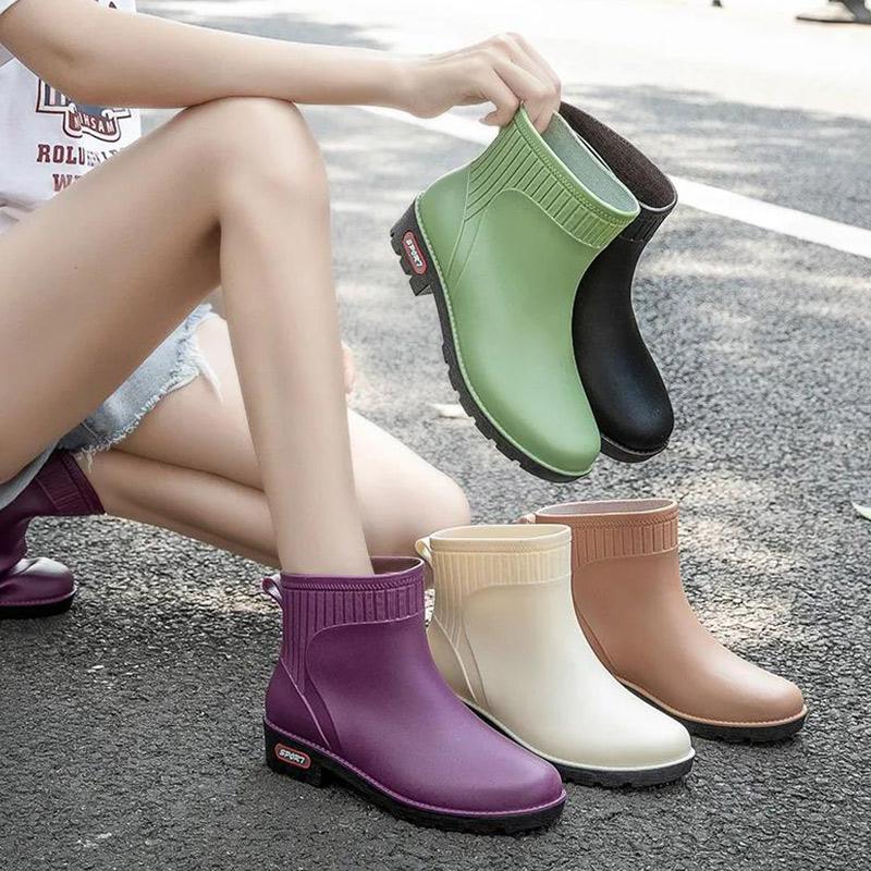 Waterproof Low Tube Plus Velvet Rain Boots Rain Boots Waterproof Shoes Rubber Shoes Overshoes Water Boots