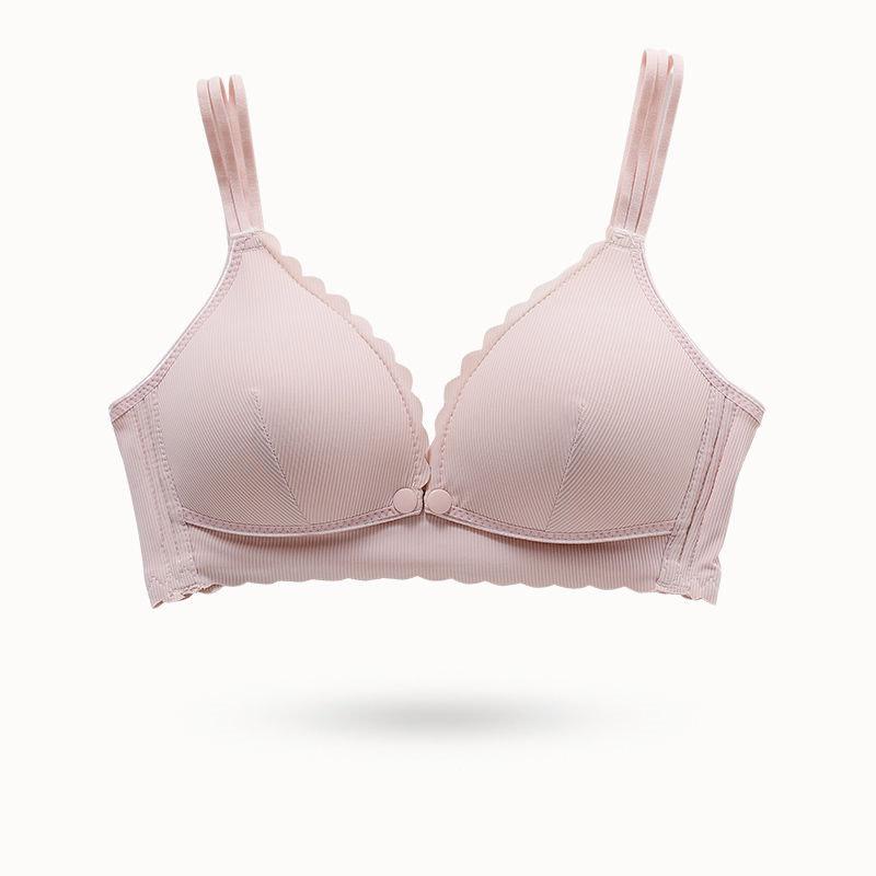 Breast Feeding Underwear Pregnant Women Early and Late Bra Postpartum Breast Feeding Anti Sagging Gathered Non Steel Ring Bra Breathable Cotton