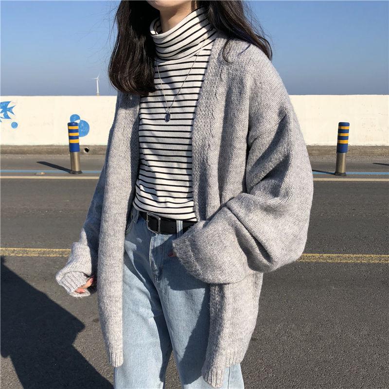 Loose Wild Mid-length Sweater Sweater Coat Women Plus Size Cardigan Sweater Women Autumn and Winter