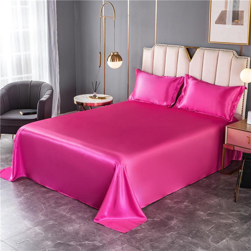 1.8m/2m Queen King Bed Sheet Summer Washable Ice Silk Sheets Silky Bedding