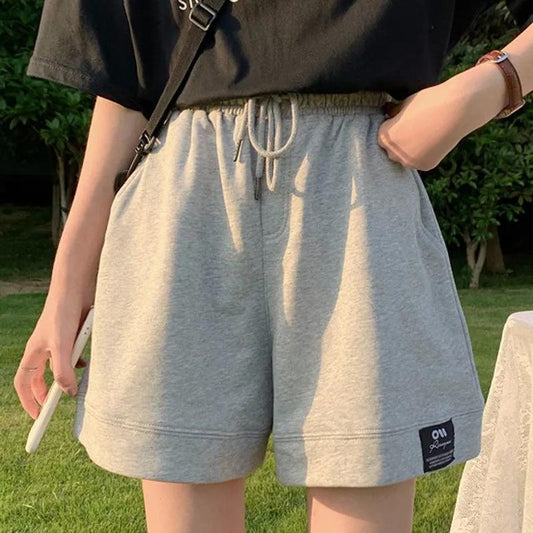 Five Points Wide Leg Sports Shorts Women's Summer Loose Casual Straight Shorts Ins Harajuku Style Pants Fitness Jogging Short Pants