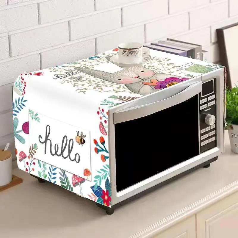 Microwave Hood Oil-proof Dust-proof Cloth Oven Universal Cover Towel Household Cotton Linen Cloth Art Cover Cloth