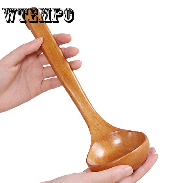 Brand 1Pc Eco-Friendly Wooden Soup Spoon Long Handle Natural Soup Spoons