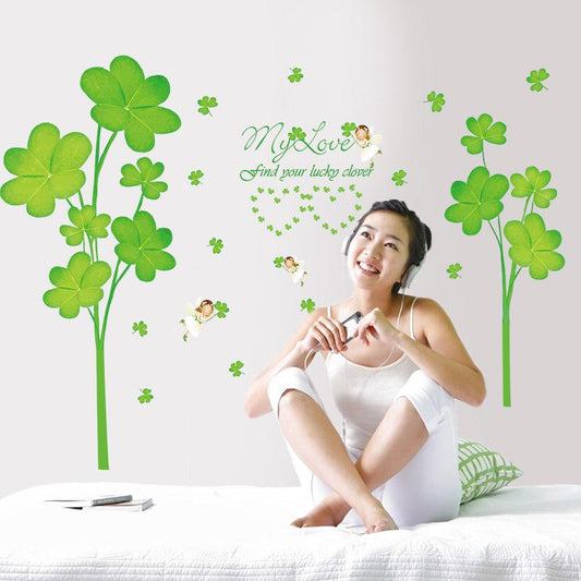 Clover warm fashion bedroom living room porch decorative wall stickers pvc find your lucky clover