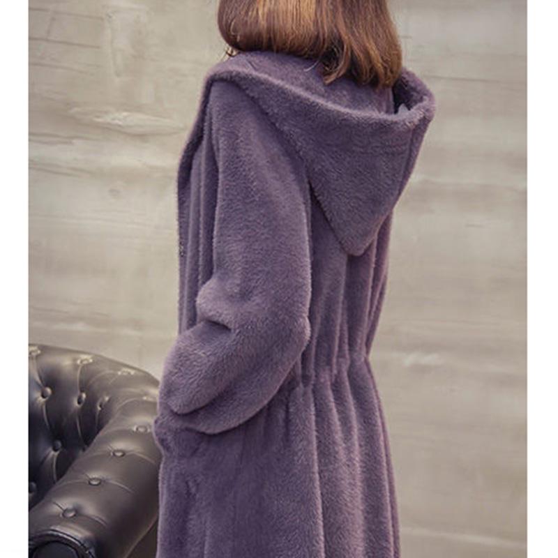 Autumn and Winter Knitted Cardigan Coat Korean Style Hooded Loose Sweater Mid-length Popular Coat Women