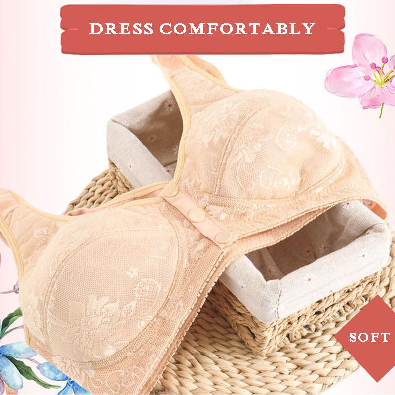 Middle-aged and Elderly Breast-receiving Adjustment Type No Steel Ring Large Size Front Buckle Underwear Thin Vest-style Female Mother's Bra