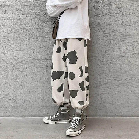 Zebra Pattern Harem Pants Female Spring and Autumn Student Beamed Sports Pants Korean Version Ins Trend Nine Points Casual Pants