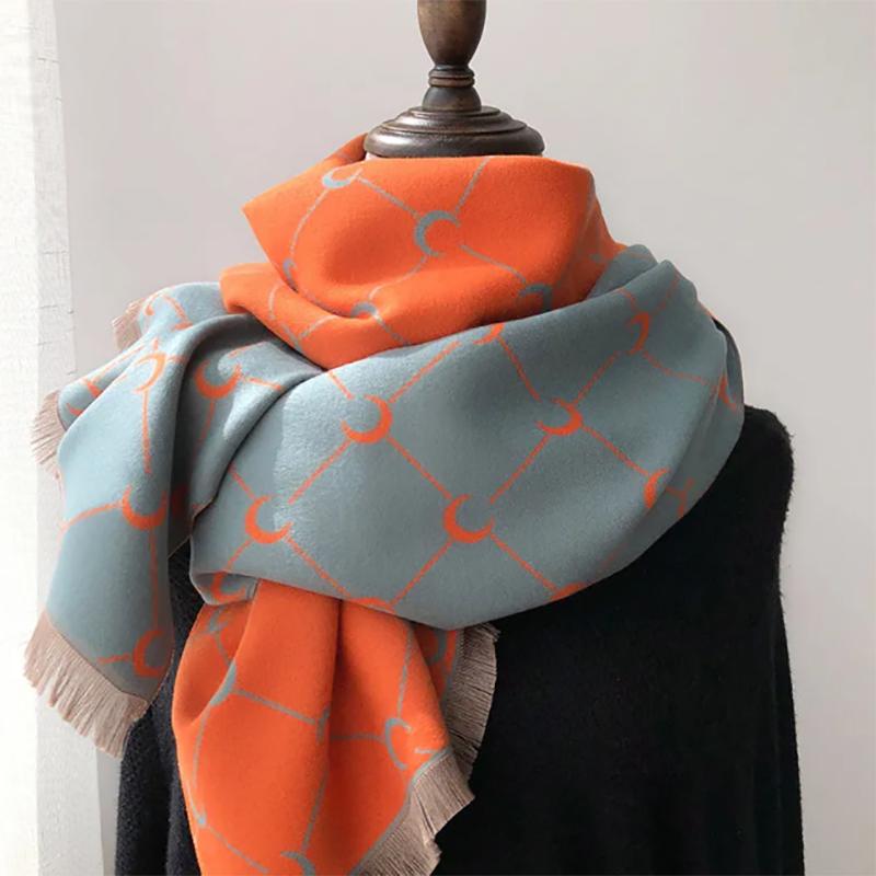 Double-sided Moon Scarf Female Winter Korean Wild Double-sided Solid Color Scarf Long Thick Warm Shawl