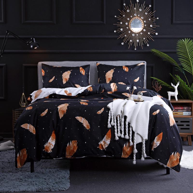 Quality Bedding Set Modern European Style Bed Linen Pillowcase and Plant Pattern Duvet Cover