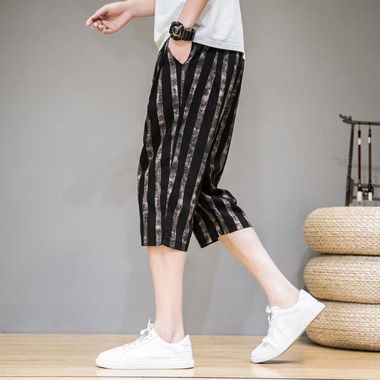 Summer Thin Linen Shorts Men's Loose Beach Pants Plus Size Casual Five-point Pants